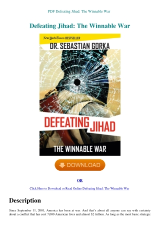 PDF Defeating Jihad The Winnable War