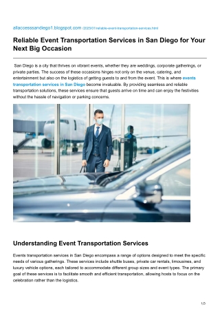 Reliable Event Transportation Services in San Diego for Your Next Big Occasion
