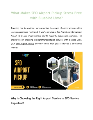 What Makes SFO Airport Pickup Stress-Free with Bluebird Limo