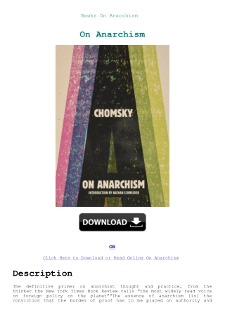 Books On Anarchism