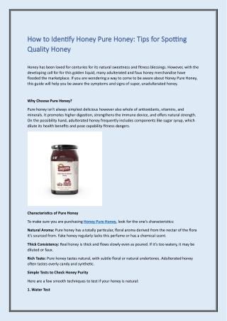 How to Identify Honey Pure Honey: Tips for Spotting Quality Honey
