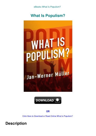 eBooks What Is Populism