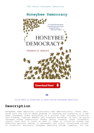 PDF Books Honeybee Democracy