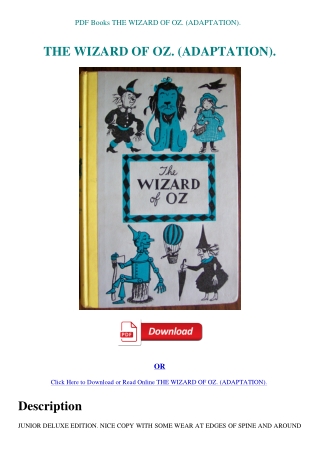 PDF Books THE WIZARD OF OZ. (ADAPTATION).