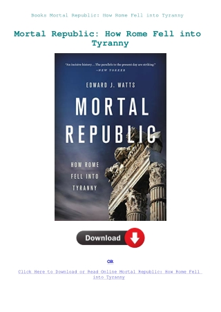 Books Mortal Republic How Rome Fell into Tyranny