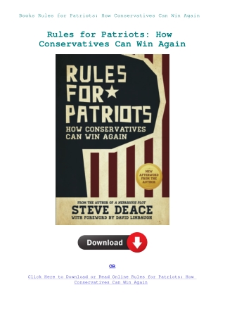 Books Rules for Patriots How Conservatives Can Win Again