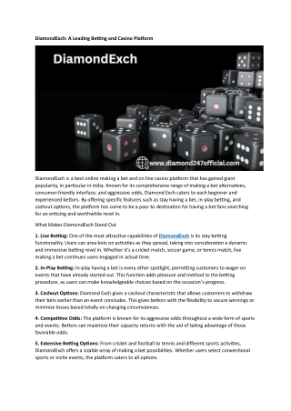 DiamondExch A Leading Betting and Casino Platform