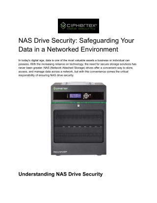 NAS Drive Security: Safeguarding Your Data in a Networked Environment