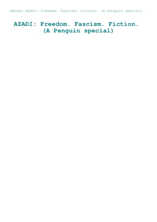 eBooks AZADI Freedom. Fascism. Fiction. (A Penguin special)