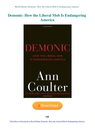 READ Books Demonic How the Liberal Mob Is Endangering America