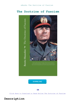 eBooks The Doctrine of Fascism