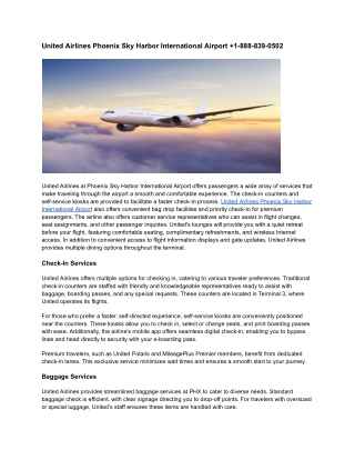 United Airlines Phoenix Sky Harbor International Airport