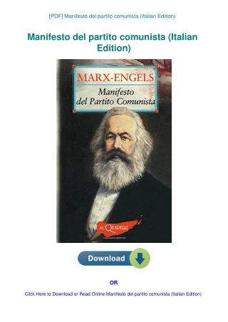 [PDF] Manifesto del partito comunista (Italian Edition)