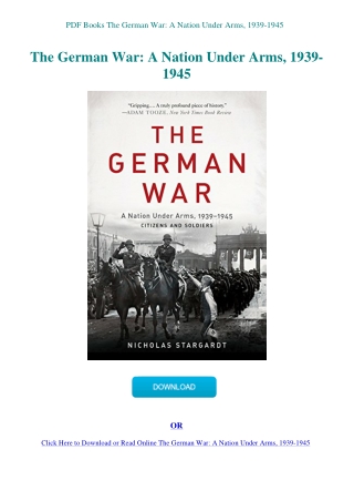 PDF Books The German War A Nation Under Arms  1939-1945