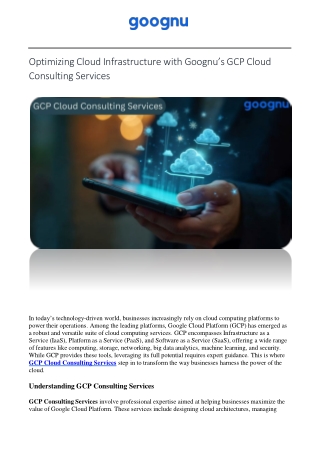 Goognu Expert GCP Cloud Consulting Services