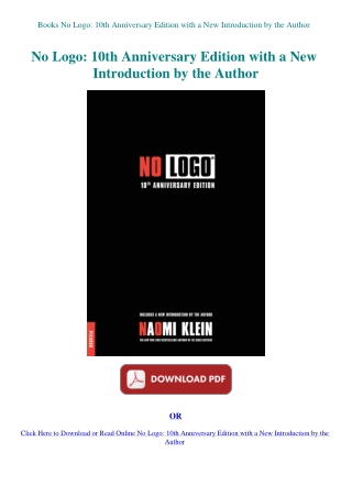 Books No Logo 10th Anniversary Edition with a New Introduction by the Author