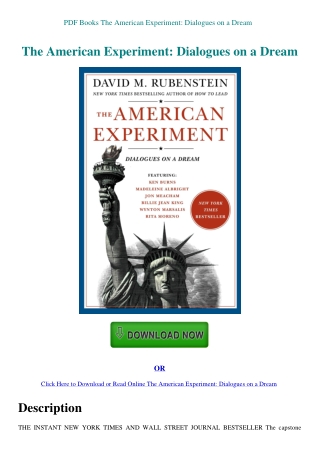 PDF Books The American Experiment Dialogues on a Dream