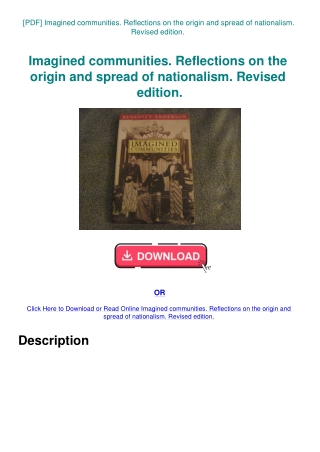 [PDF] Imagined communities. Reflections on the origin and spread of nationalism. Revised edition.