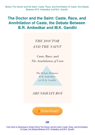 Books The Doctor and the Saint Caste  Race  and Annihilation of Caste  the Debate Between B.R. Ambed