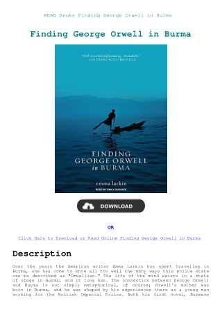 READ Books Finding George Orwell in Burma