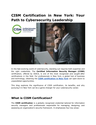 CISM Certification in New York_ Your Path to Cybersecurity Leadership