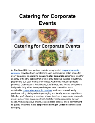 Catering for Corporate Events in London