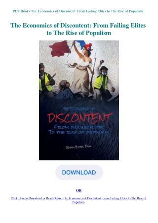PDF Books The Economics of Discontent From Failing Elites to The Rise of Populism