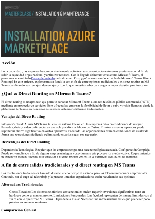 Comparativa  entre  alternativas  tradicionales y el direct routing en MS Teams