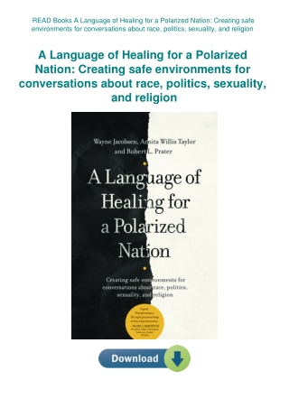 READ Books A Language of Healing for a Polarized Nation Creating safe environments for conversations