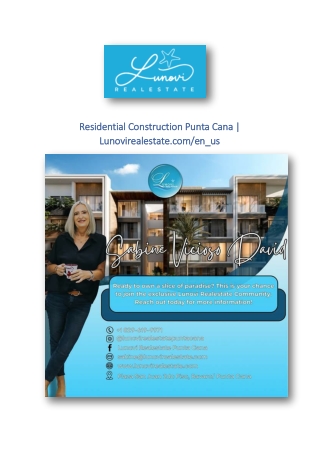 Residential Construction Punta Cana | Lunovirealestate.com/en_us