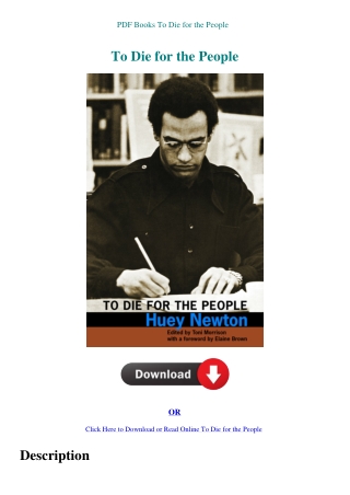 PDF Books To Die for the People