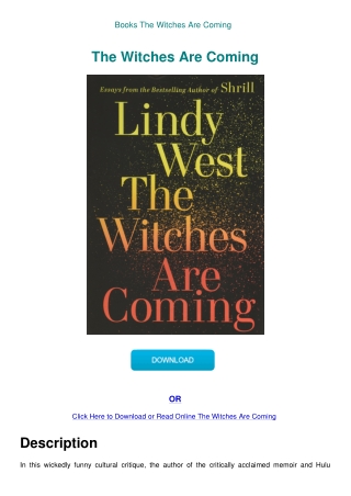 Books The Witches Are Coming