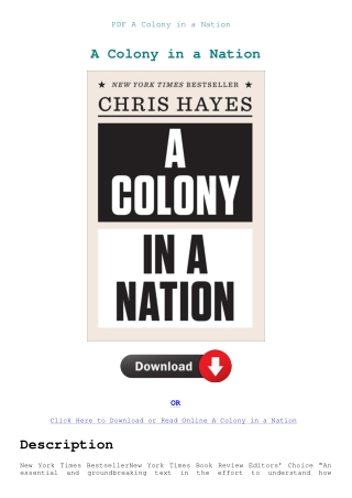 PDF A Colony in a Nation