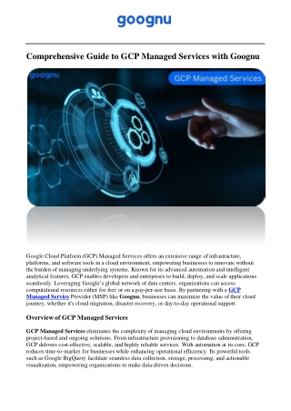 Goognu: Optimize Your Cloud with GCP Managed Services