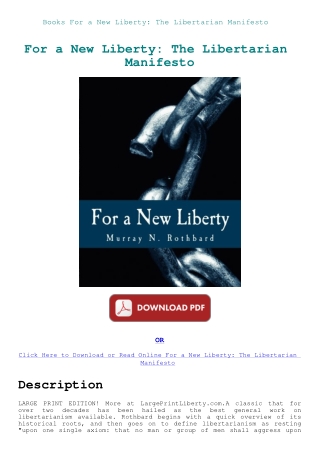 Books For a New Liberty The Libertarian Manifesto