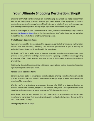 Your Ultimate Shopping Destination: Shopit