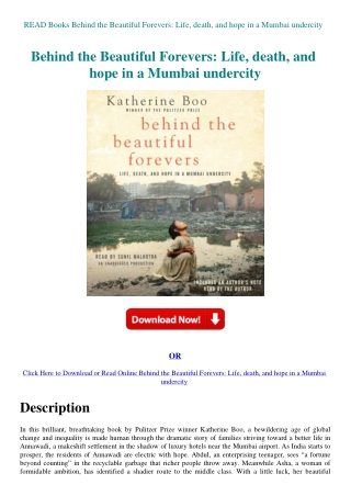 READ Books Behind the Beautiful Forevers Life  death  and hope in a Mumbai undercity