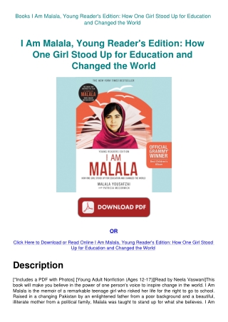 Books I Am Malala  Young Reader's Edition How One Girl Stood Up for Education and Changed the World