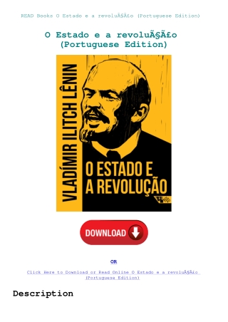 READ Books O Estado e a revoluÃƒÂ§ÃƒÂ£o (Portuguese Edition)