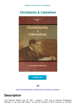eBooks Christianity & Liberalism