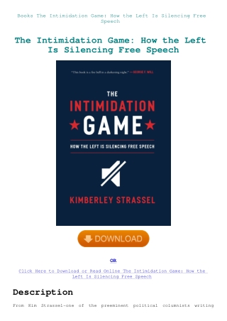 Books The Intimidation Game How the Left Is Silencing Free Speech