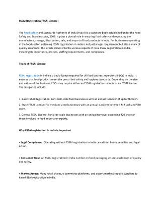 Why FSSAI Registration is Crucial for Food Businesses