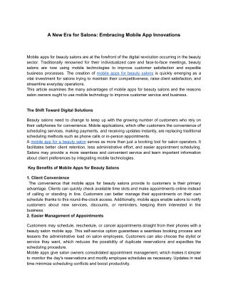 A New Era for Salons: Embracing Mobile App Innovations