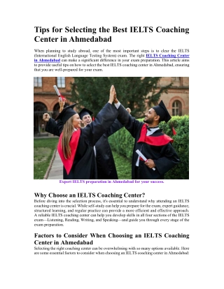 Tips for Selecting the Best IELTS Coaching Center in Ahmedabad