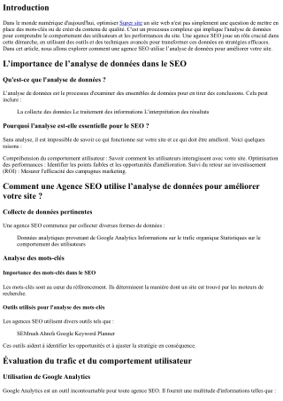 Comment une Agence SEO utilise l’analyse de données pour améliorer votre site ?