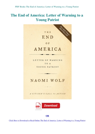 PDF Books The End of America Letter of Warning to a Young Patriot