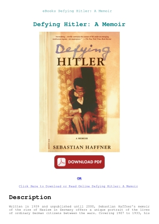 eBooks Defying Hitler A Memoir