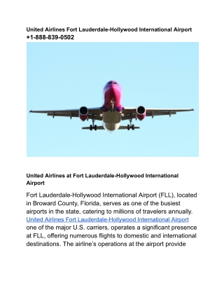 United Airlines Fort Lauderdale-Hollywood International Airport  1-888-839-0502