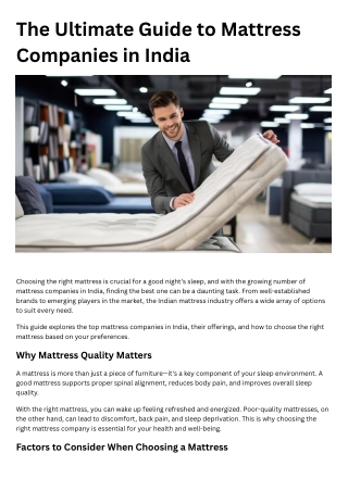 The Ultimate Guide to Mattress Companies in India