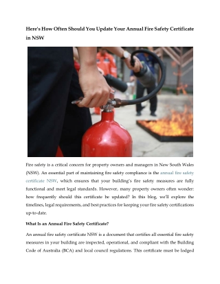 Here's How Often Should You Update Your Annual Fire Safety Certificate in NSW